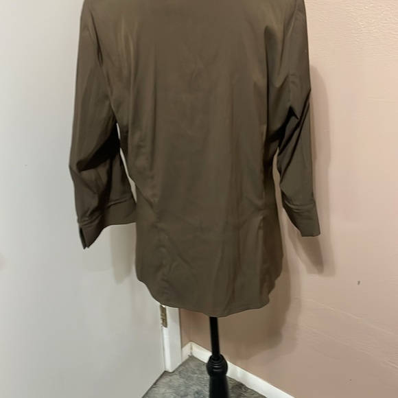 Hillard & Hanson Brown Fitted 3/4 Sleeve Button Down Shirt - Picture 3 of 4